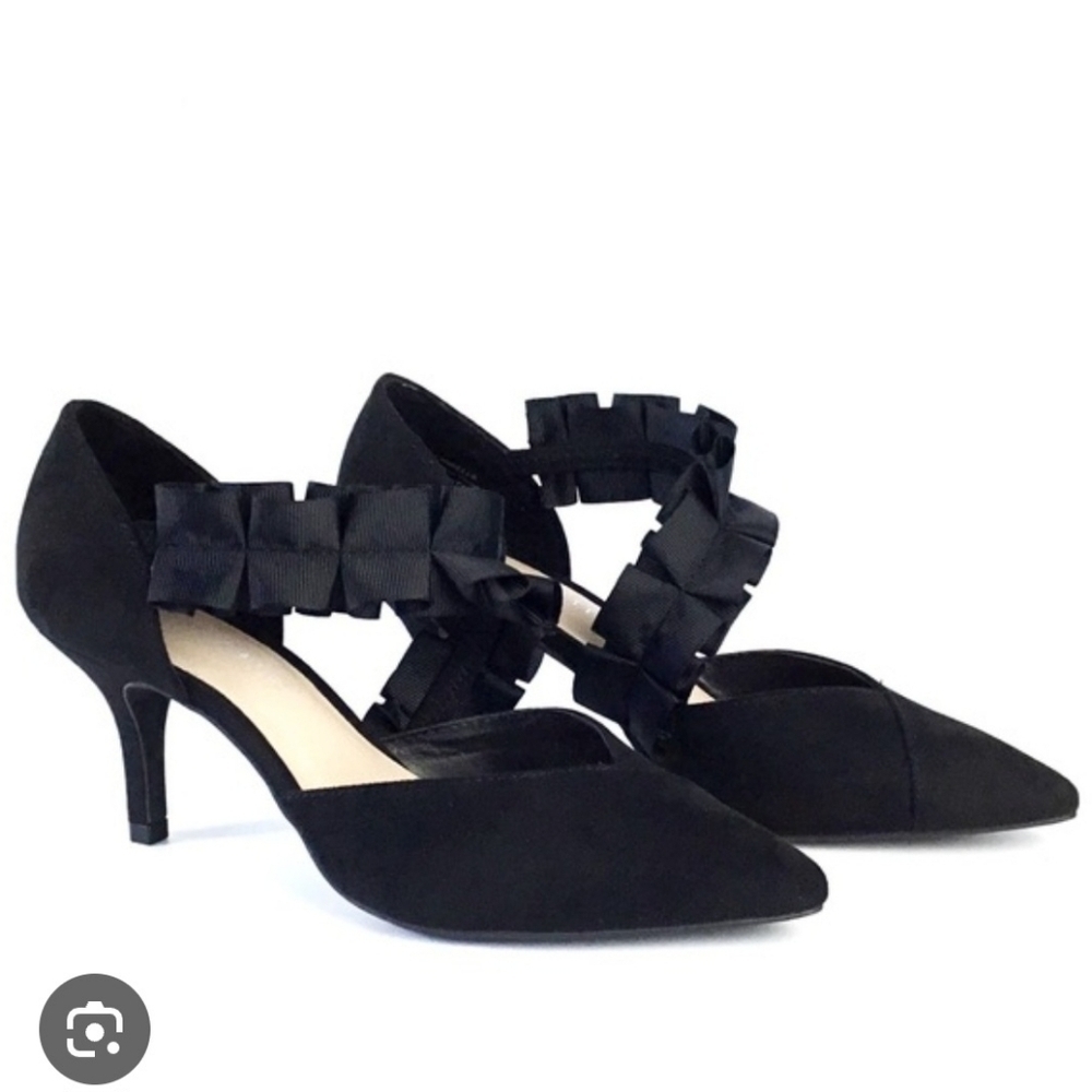 New No Box Kelly And Katie Onirella Ribbon Heels Black Dressy Party Size 8.5